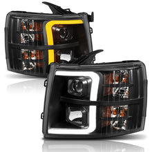 Load image into Gallery viewer, ANZO 07-13 Chevrolet Silverado 1500 Plank Style Projector Headlights Black w/ Amber