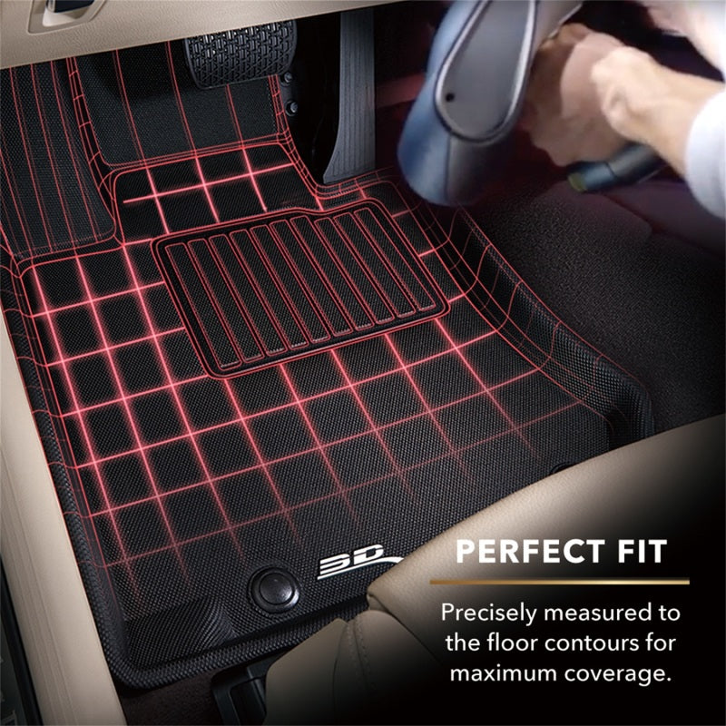 3D MAXpider 2007-2013 Chevrolet Silverado Crew Cab Kagu 2nd Row Floormats - Black