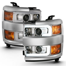 Load image into Gallery viewer, ANZO 2015-2016 Chevrolet Silverado Projector Headlights w/ Plank Style Design Chrome w/ Amber