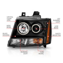 Load image into Gallery viewer, ANZO 2007-2013 Chevrolet Avalanche Projector Headlights w/ Halo Black (CCFL)