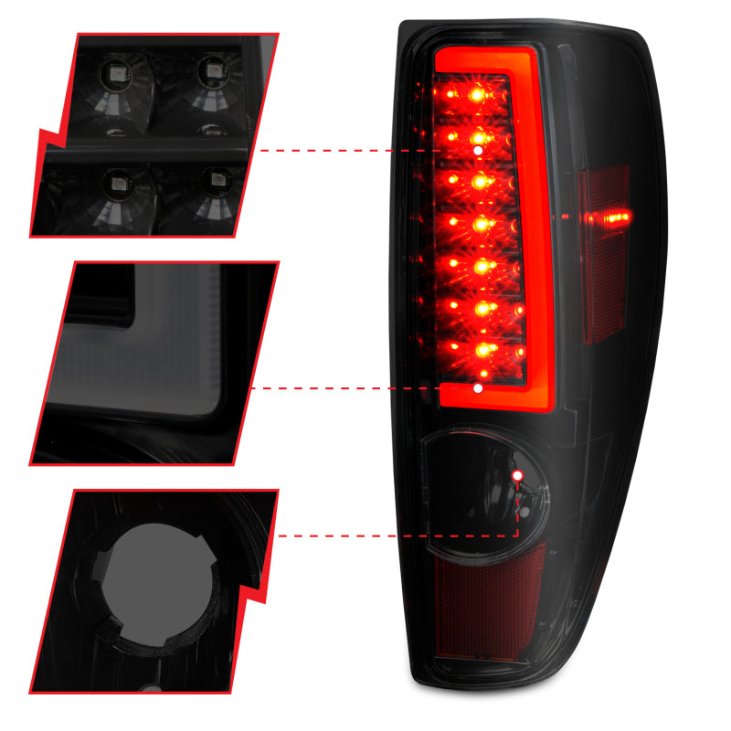ANZO 2004-2012 Chevrolet Colorado/ GMC Canyon LED Tail Lights w/ Light Bar Black Housing Smoke Lens