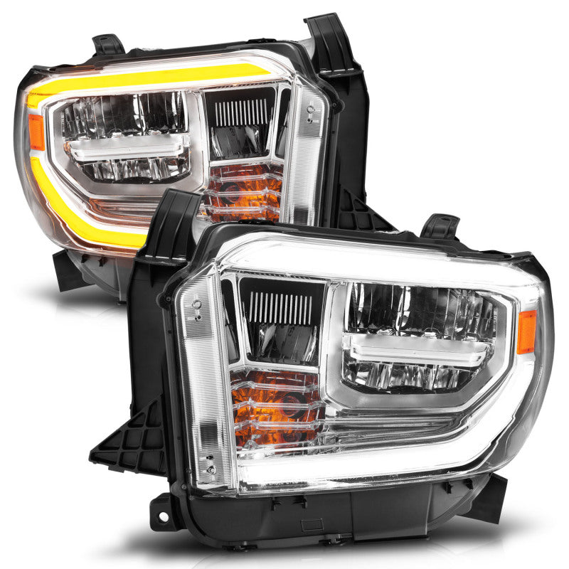 ANZO 2014-2021 Toyota Tundra LED Crystal Headlights w/ Switchback Chrome Housing w/ DRL