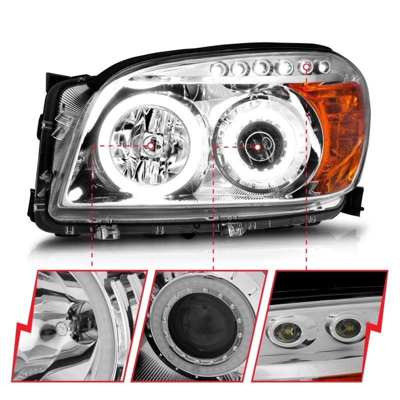 ANZO 2006-2008 Toyota Rav4 Projector Headlights w/ Halo Chrome (CCFL)